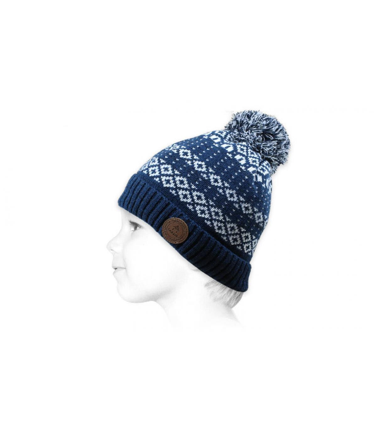 bonnet enfant pompon bleu Diabolo Kids navy